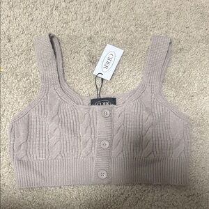 Cider Taupe Cable Knit Sweater Top